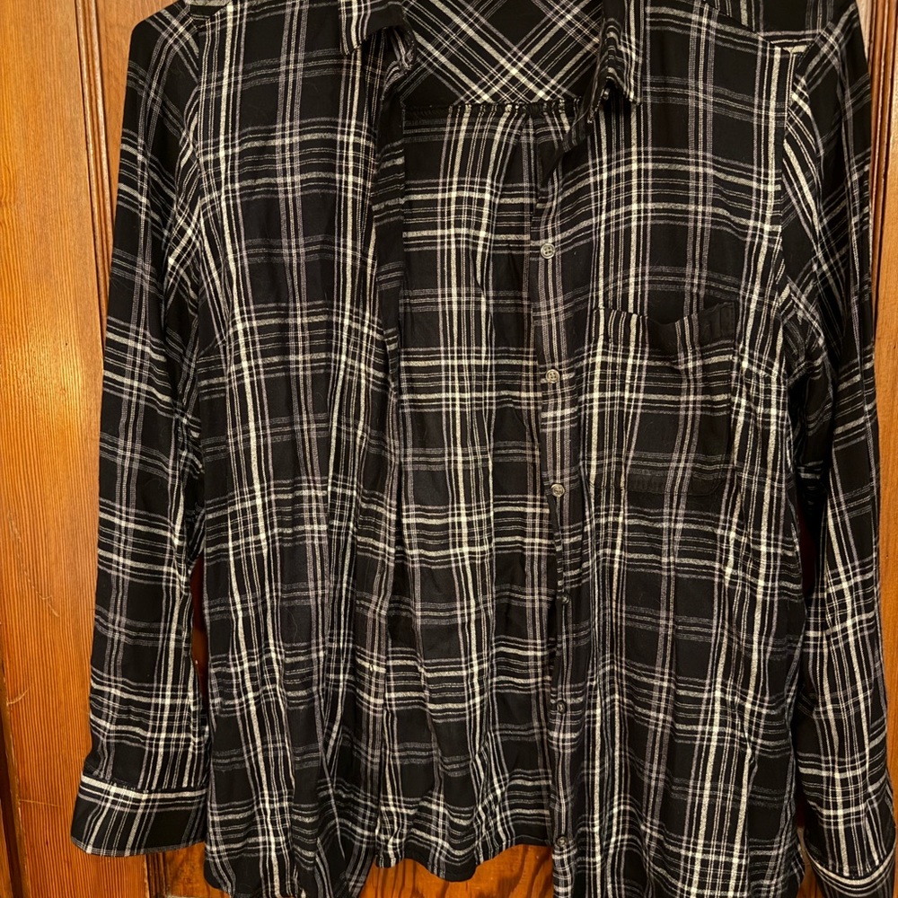 Old Navy Black and White Plaid Blouse